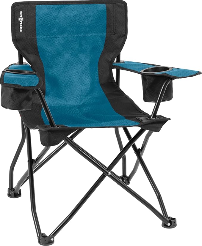 Portable Folding Camping Chair Wide Armrests Blue Black
