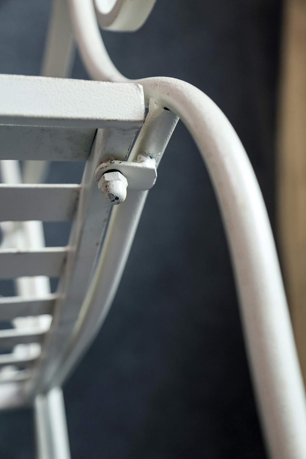 Vintage Metal Garden Bench Foldable Patio Seat White Iron