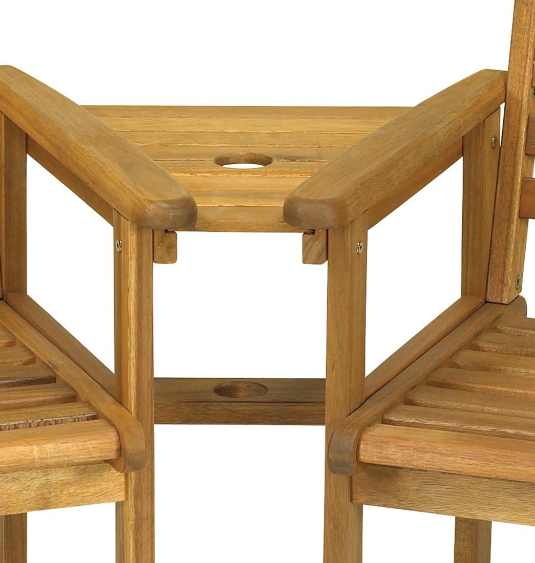 2 Seater Wooden Companion Garden Bench w/Table Parasol Hole