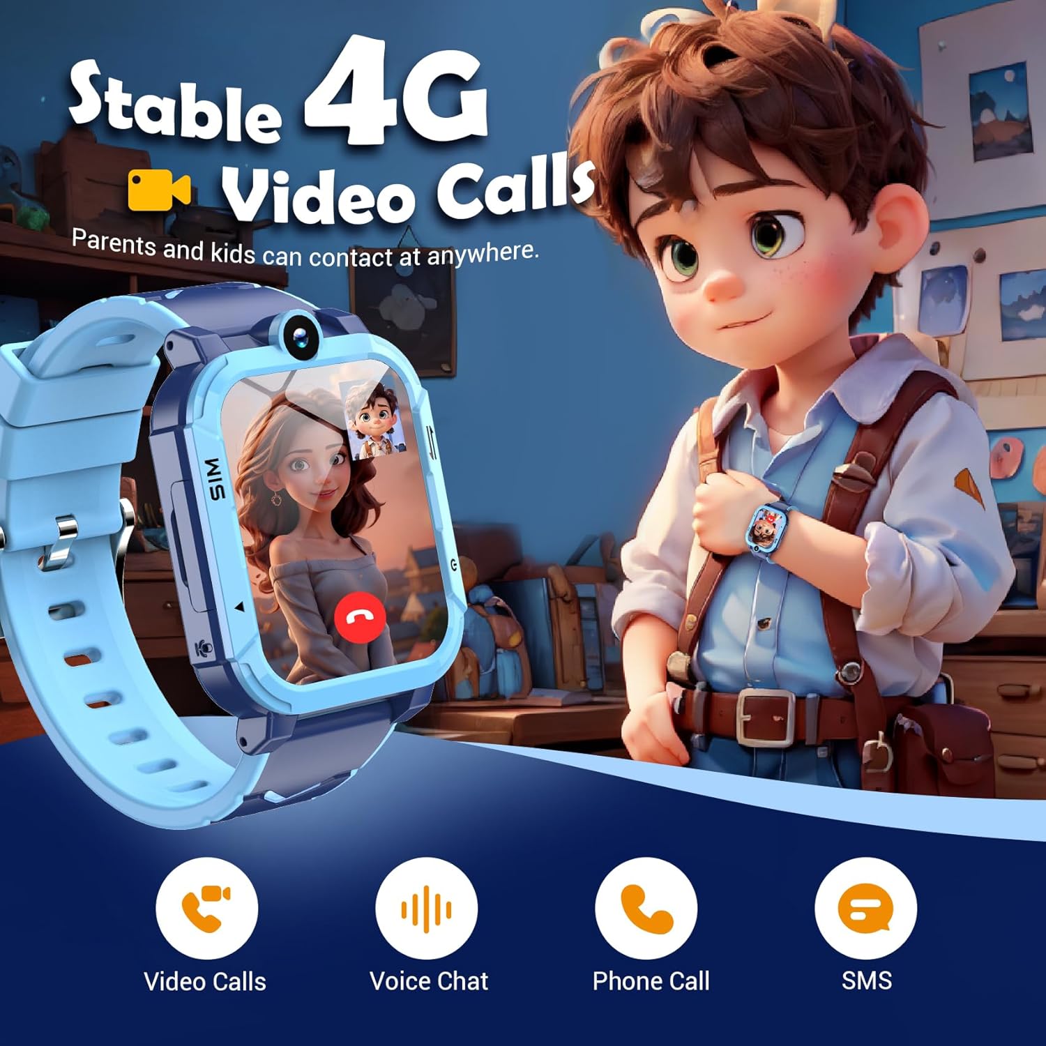 Kids 4G GPS Smart Watch SOS Video Call Tracker