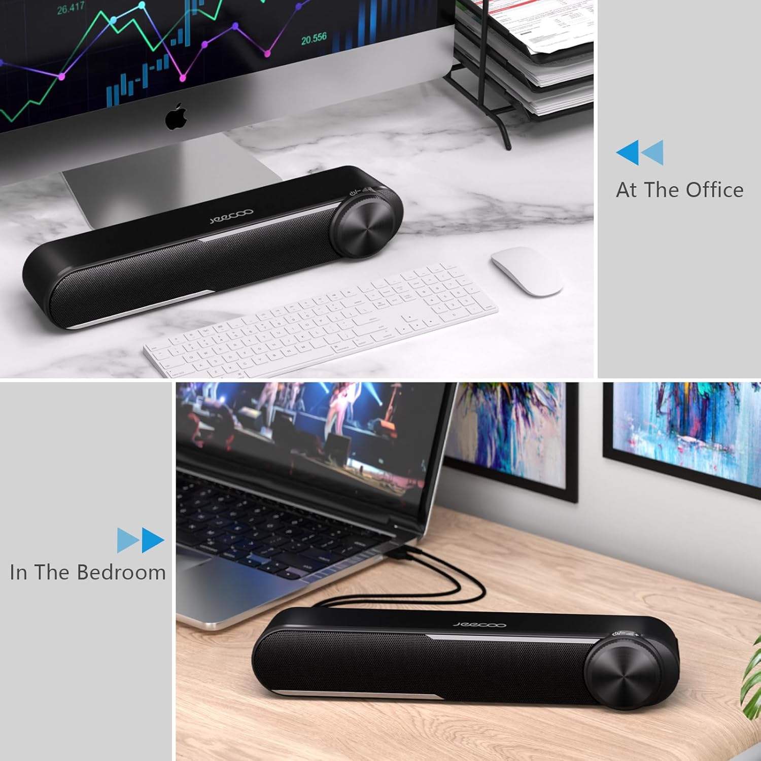 PC Soundbar Speaker USB Powered Stereo 3.5mm Desktop Audio