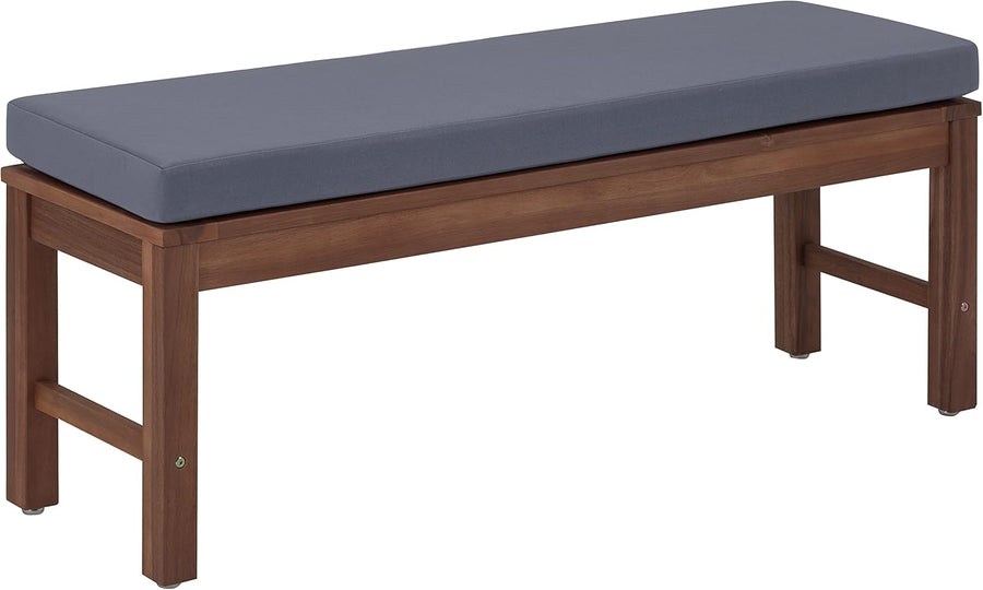 Acacia Wood Garden Bench with Cushion Outdoor Patio Seat