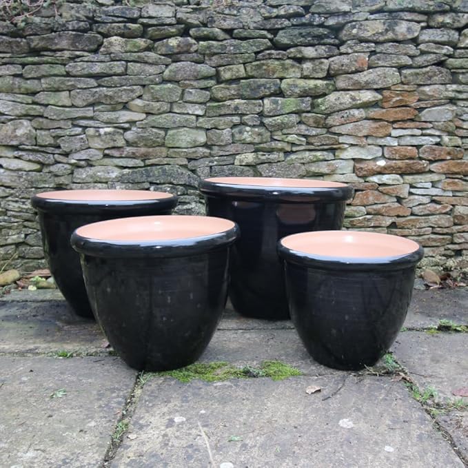 Extra Large Gloss Plant Pot 49cm Black Indoor Outdoor Planter