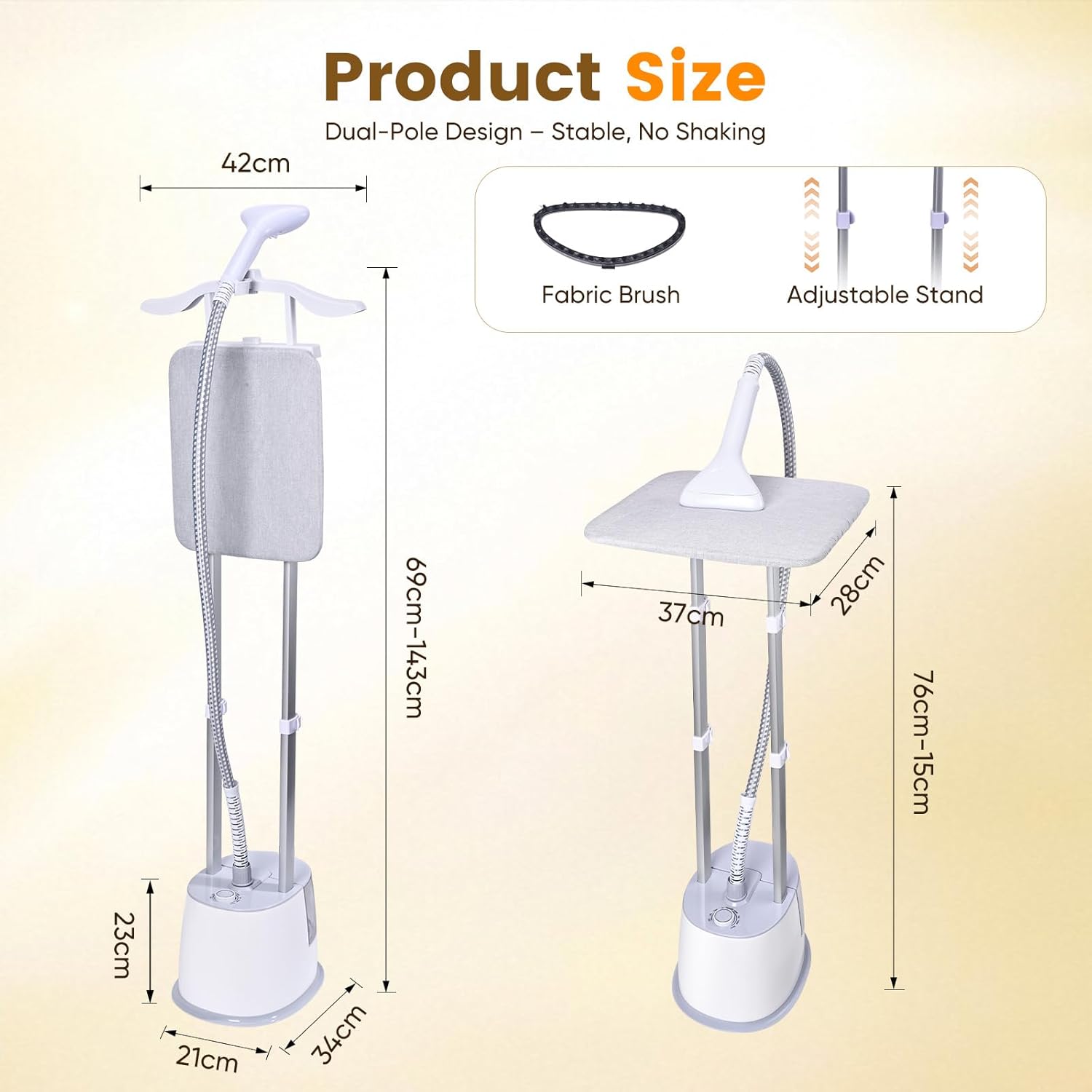 Upright Garment Steamer 2000W 2.5L 9 Levels 38g Steam Iron