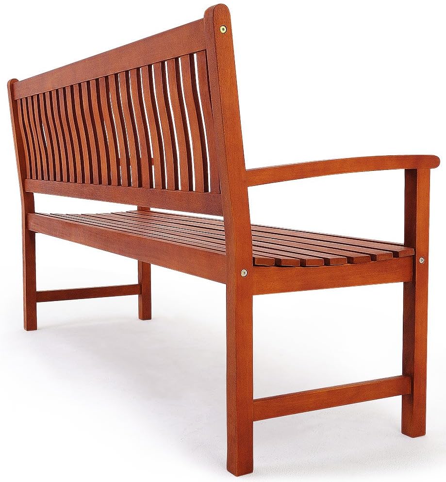3 Seater Wooden Garden Bench 152cm Eucalyptus Outdoor Patio Bench