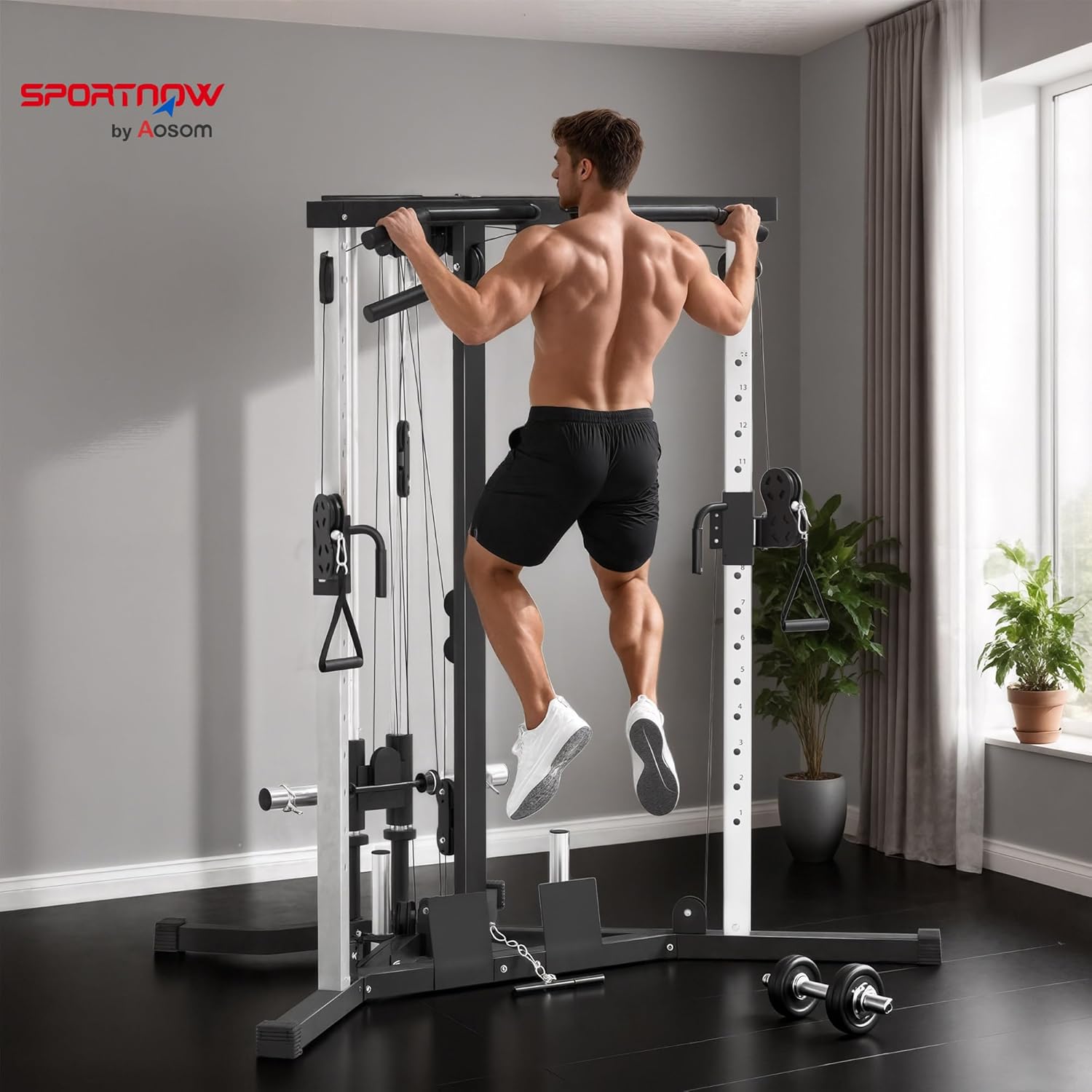 Multi Function Home Gym Machine Pulley System Pull Up Station