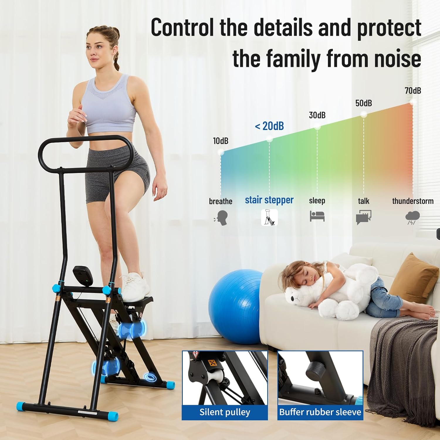 Foldable Stair Stepper Cardio Climber Machine Home Gym 6 Resistance