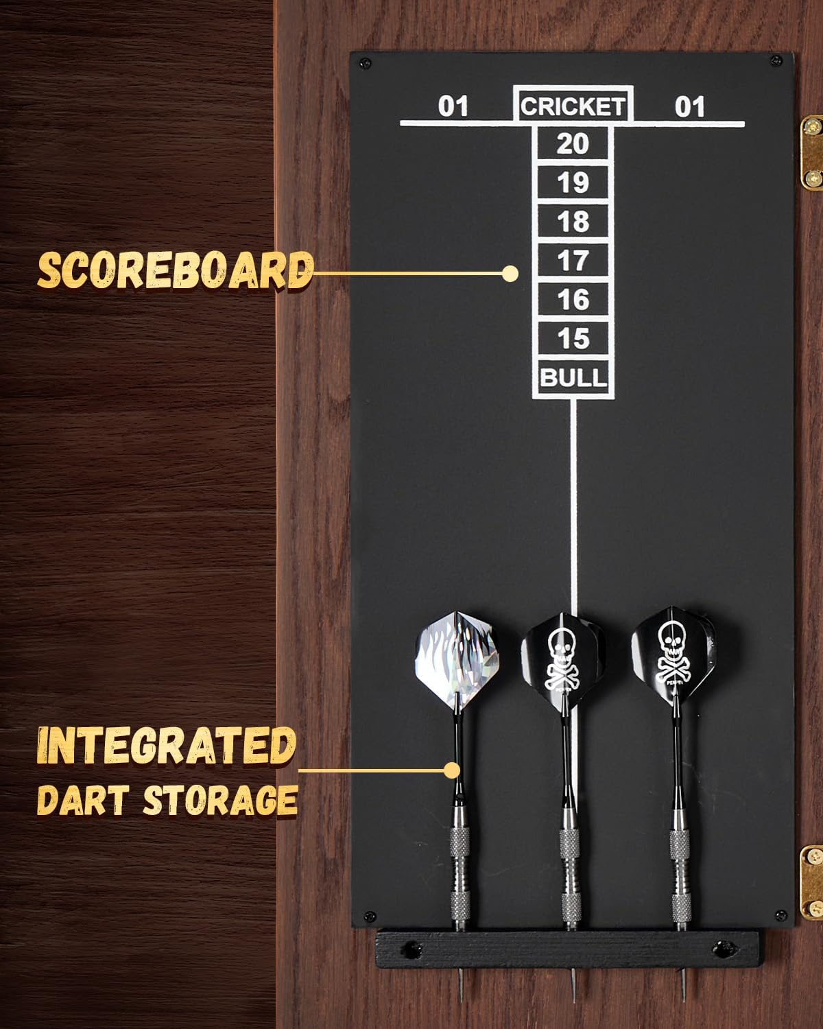 18in Dartboard Cabinet Set Sisal Board Wood Case 12 Darts Score