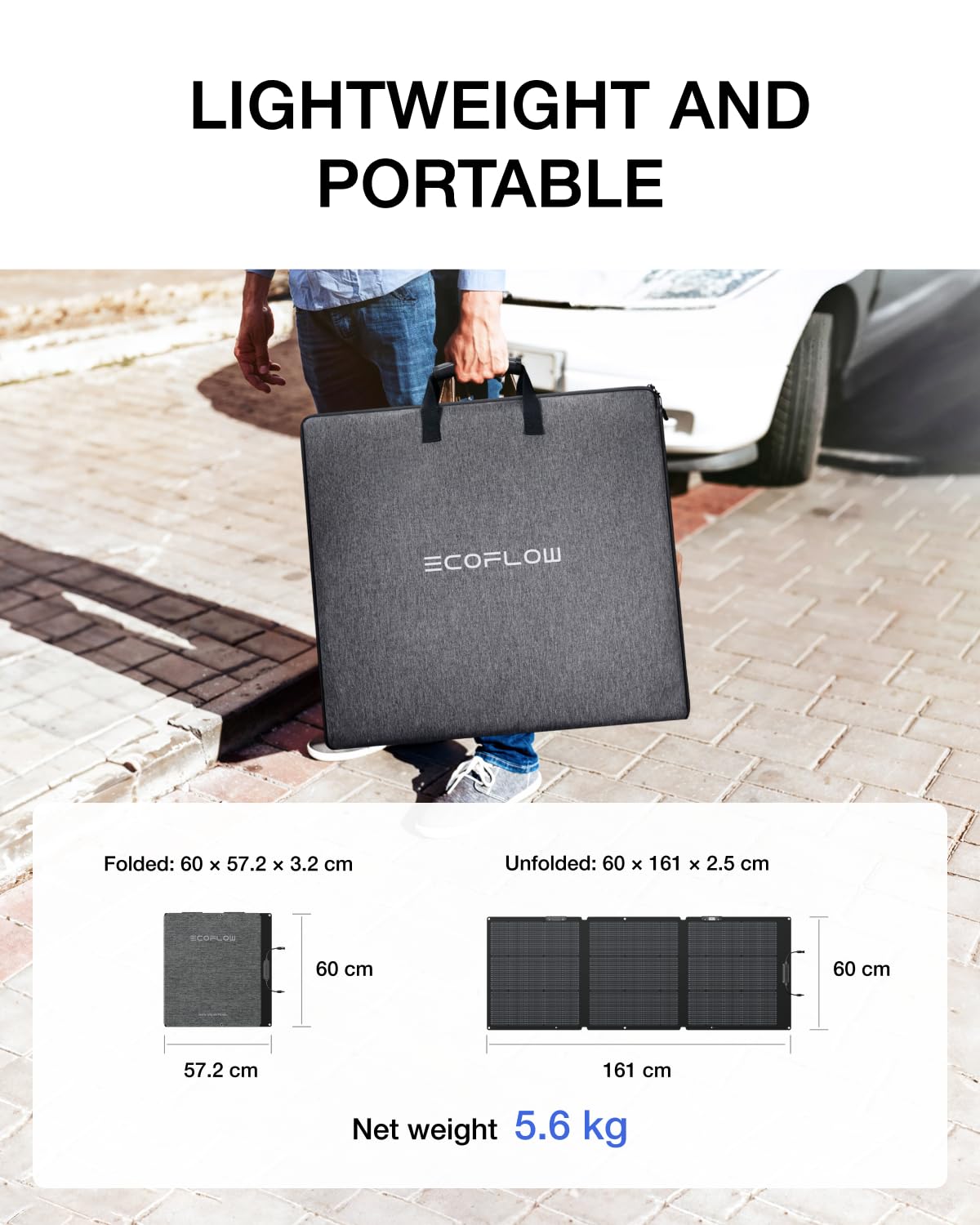 160W Portable Solar Panel Foldable Charger 25 Percent Efficiency IP68