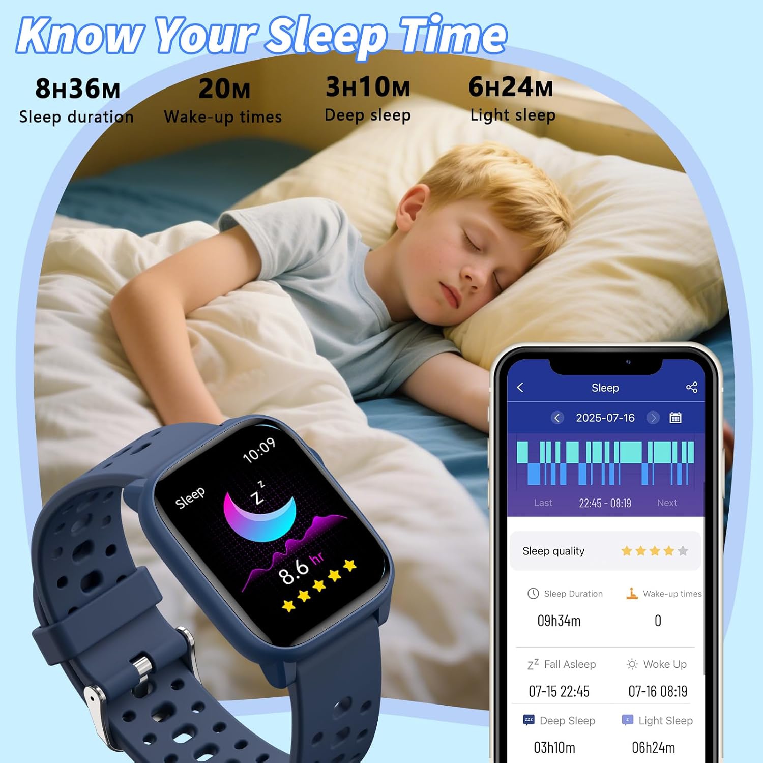 Kids Smart Watch Games Fitness Tracker Blue