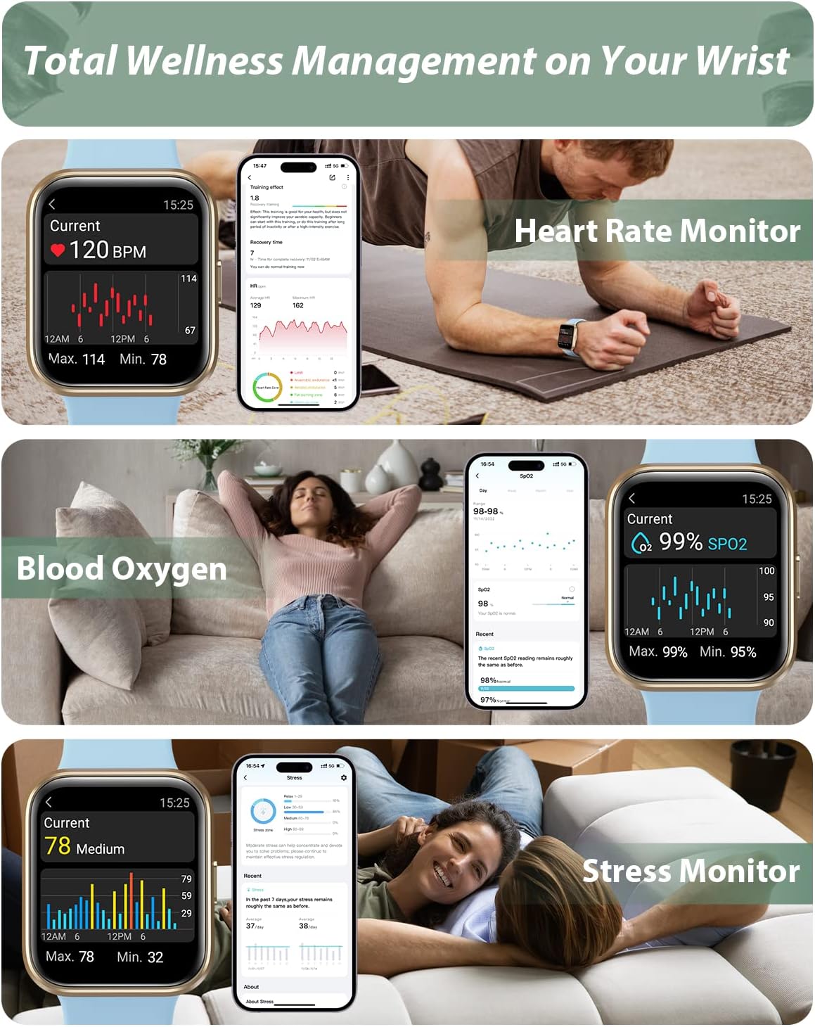 Women Smart Watch Bluetooth Calling Alexa 120 Sport Waterproof