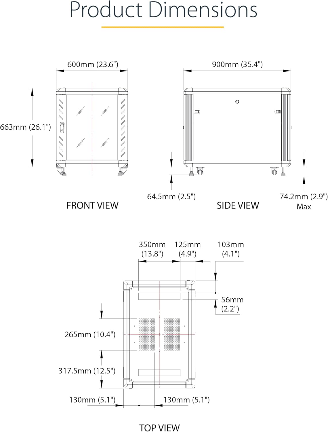 12U 19in Server Rack Cabinet 4 Post Adjustable Depth Mobile