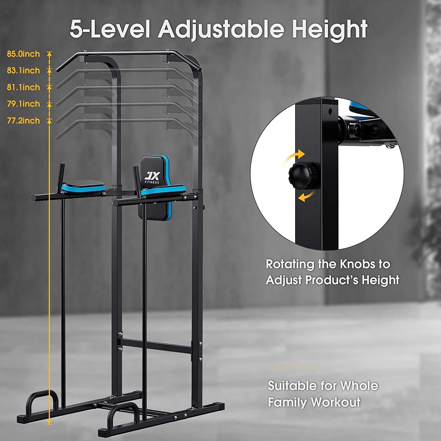 Power Tower Pull Up Dip Station Adjustable Home Gym Trainer