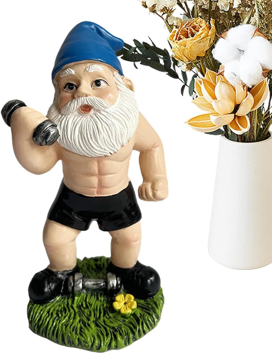 Funny Workout Gnome Statue Resin Garden Gym Decor