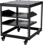 10U Adjustable Open Frame Server Rack with Lockable Wheels