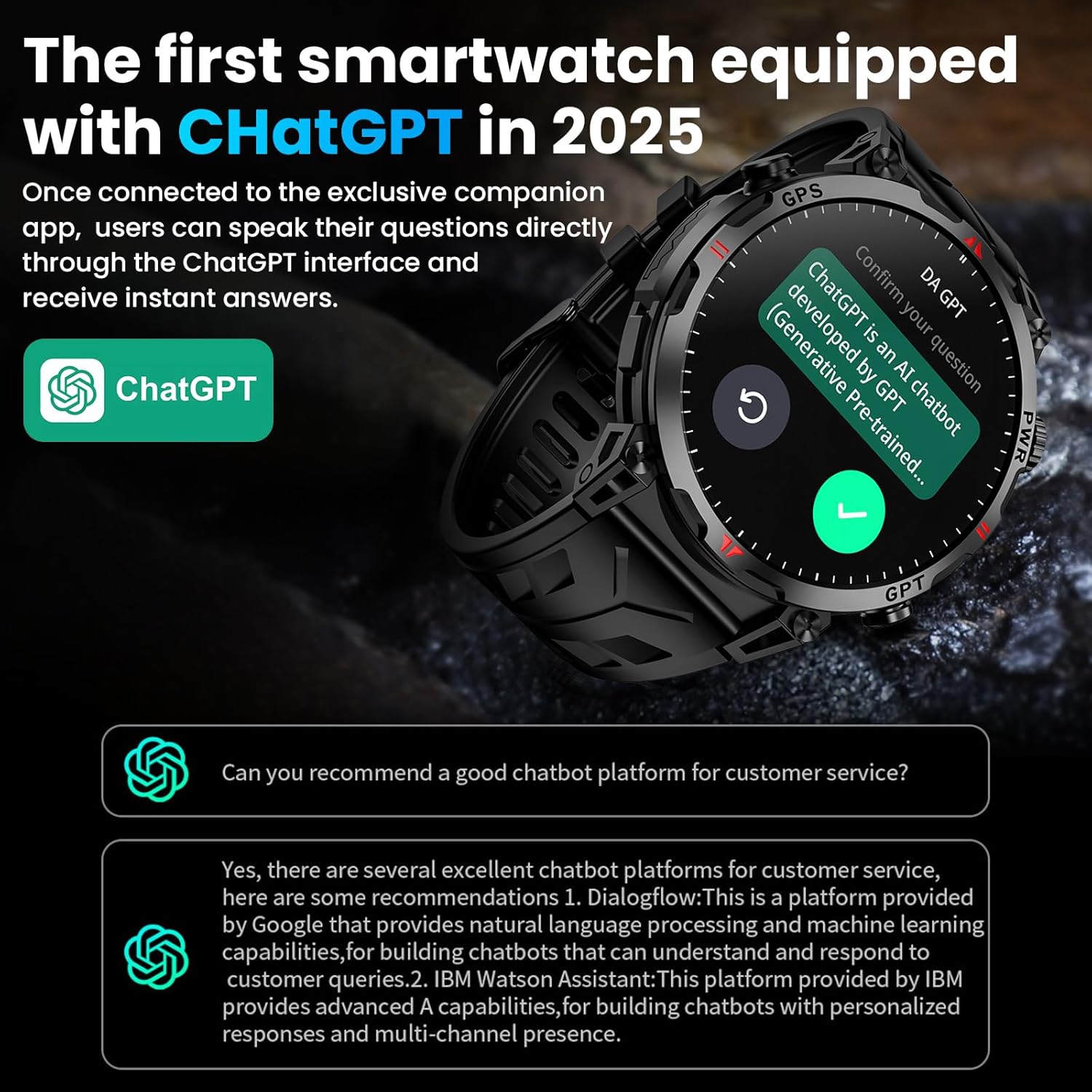 Military GPS Smart Watch AMOLED Bluetooth Call Compass Fitness Watch
