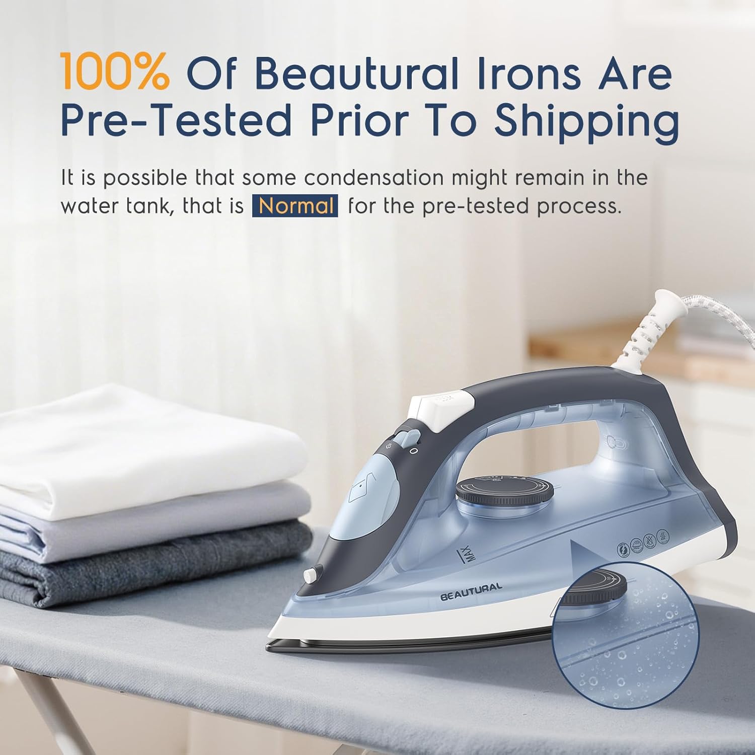1740W Steam Iron Non Stick Soleplate Burst Steam Spray Mist