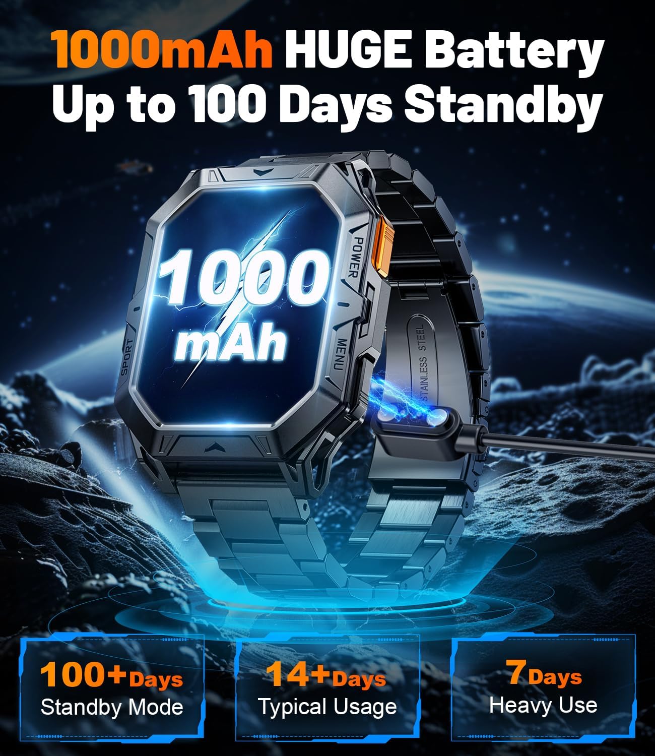 Military AMOLED Smart Watch 1000mAh 120 Sports 5ATM