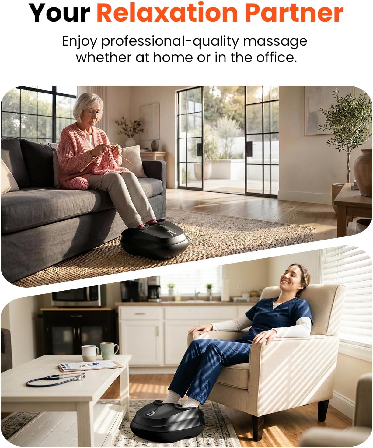Shiatsu Foot Massager with Heat Compression Remote Plantar Relief