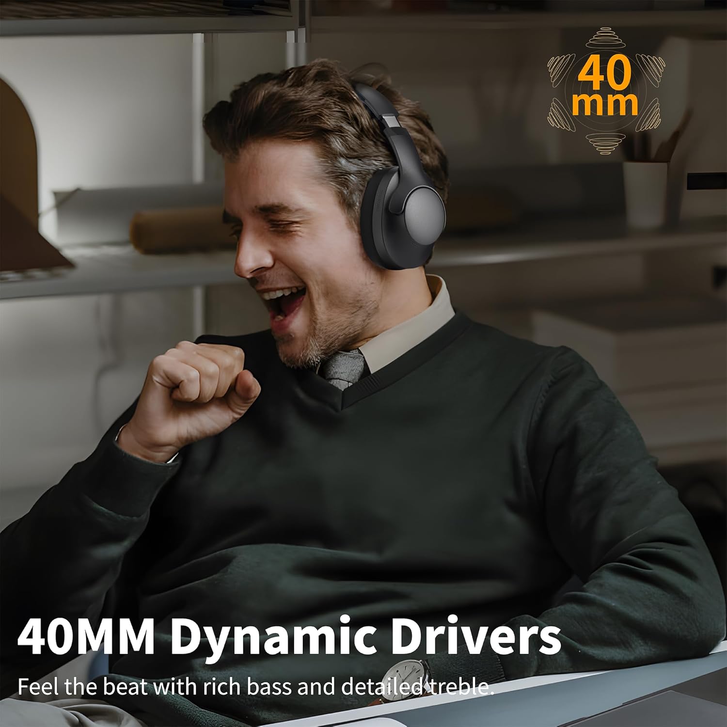 Bluetooth Noise Cancelling Over Ear Headphones 100H Playtime