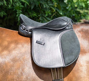 Synthetic GP Horse Saddle 15 Inch Wide Fit Black Brown Suede