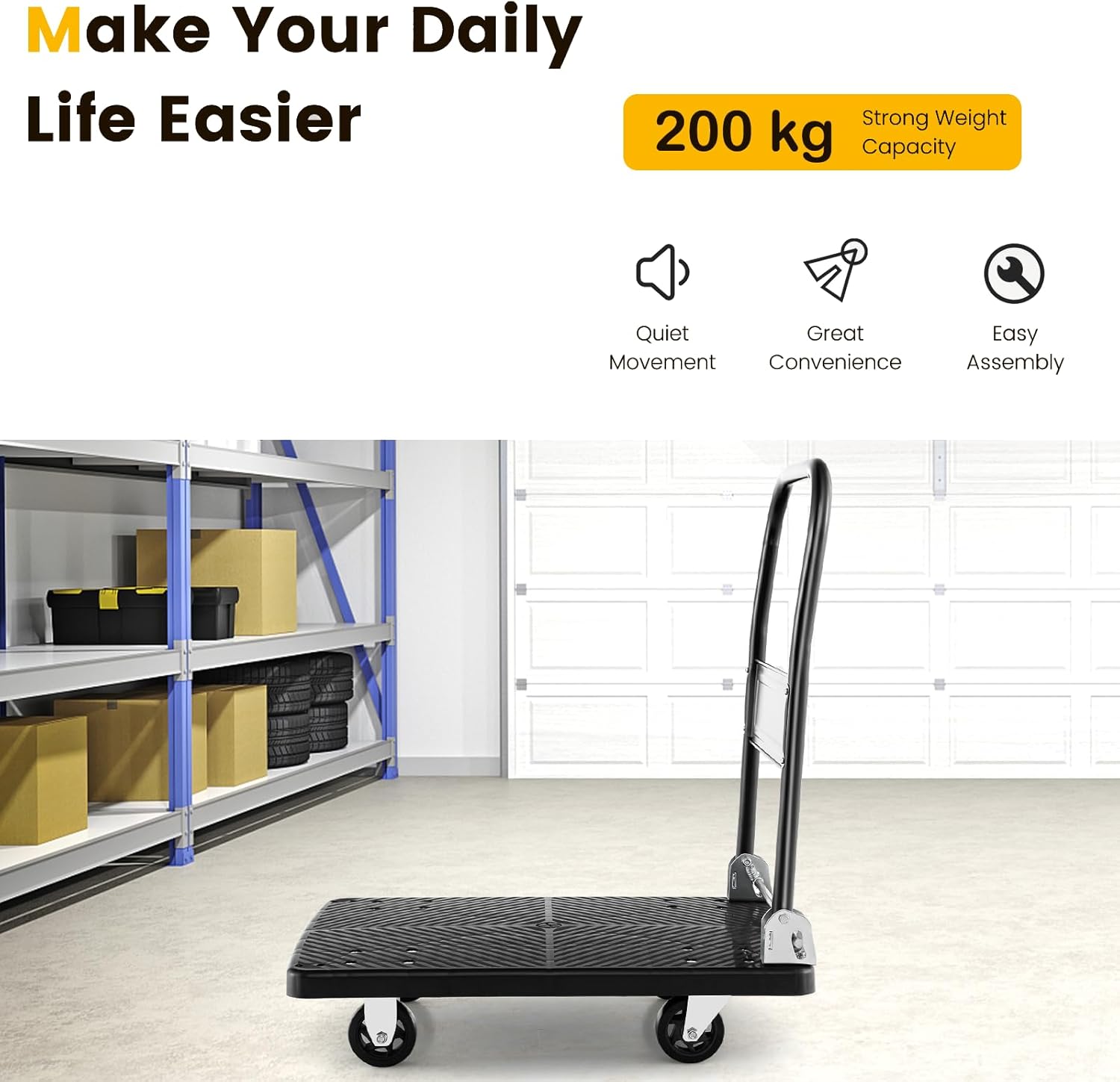 Heavy Duty Push Cart Dolly 200KG Folding Flatbed Truck