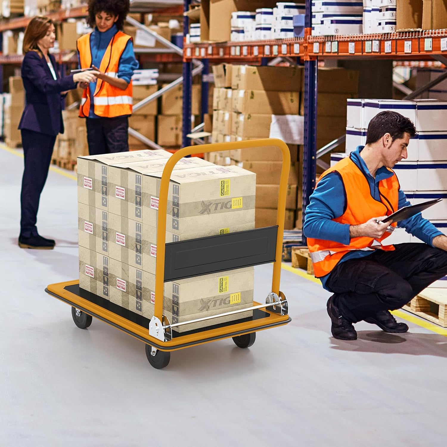 Portable 300KG Flatbed Push Cart Folding Platform Truck