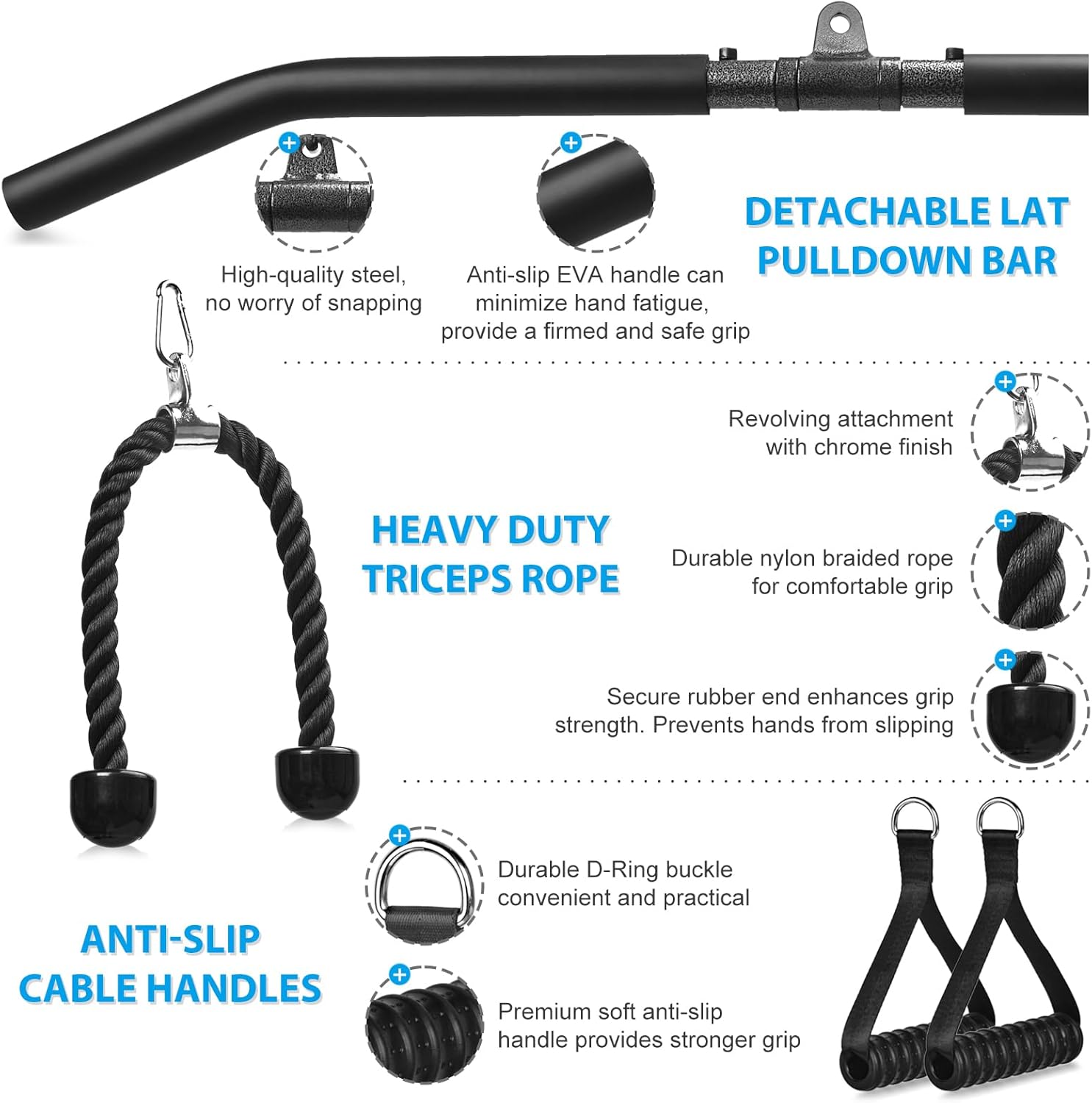 Home Gym Cable Pulley System Lat Pulldown Arm Workout Trainer Kit