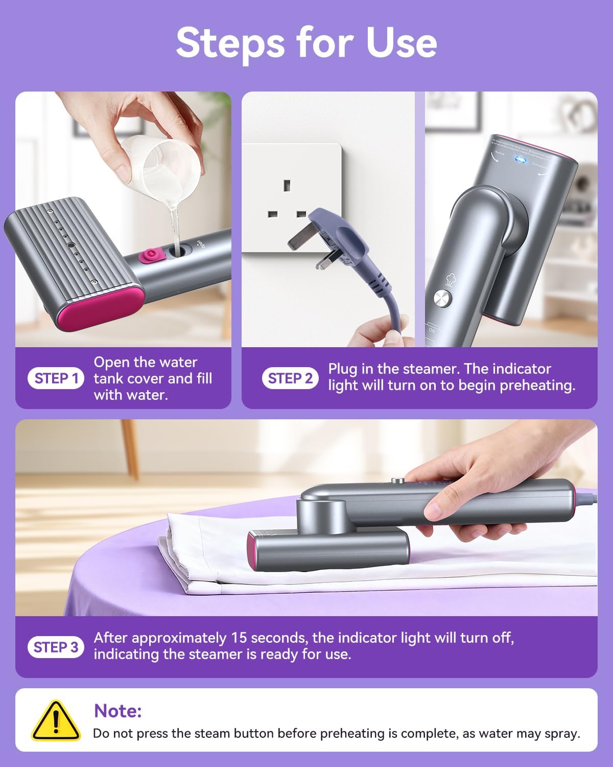 Travel Clothes Steamer 1200W Fast Heat Portable 20 Min Steam