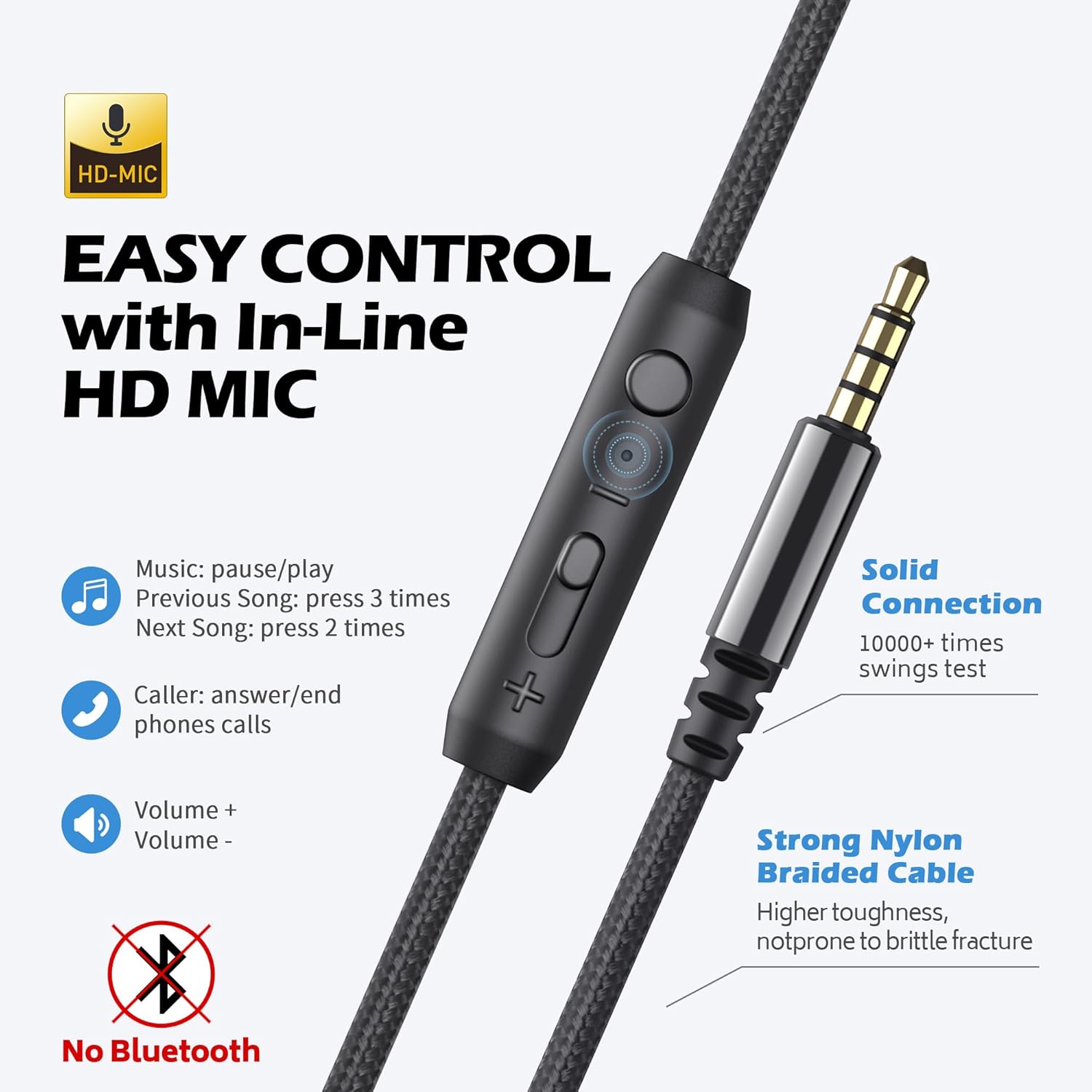 Wired On Ear Headphones with Mic 3.5mm Foldable Stereo Sound