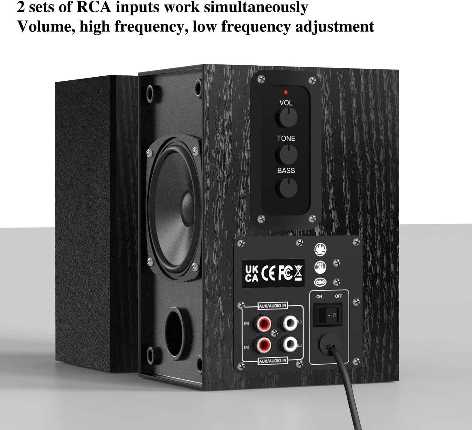 Active Bookshelf Speakers 60W Stereo 4in Woofer PC TV RCA