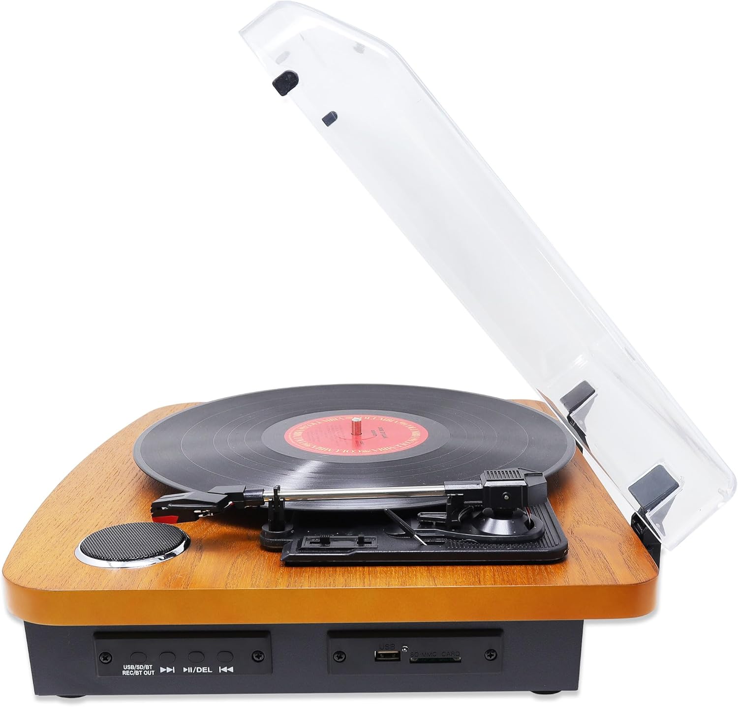 Bluetooth Vinyl Record Player USB SD Recording Stereo Wood