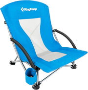Blue Low Folding Beach Chair Heavy Duty Portable Seat