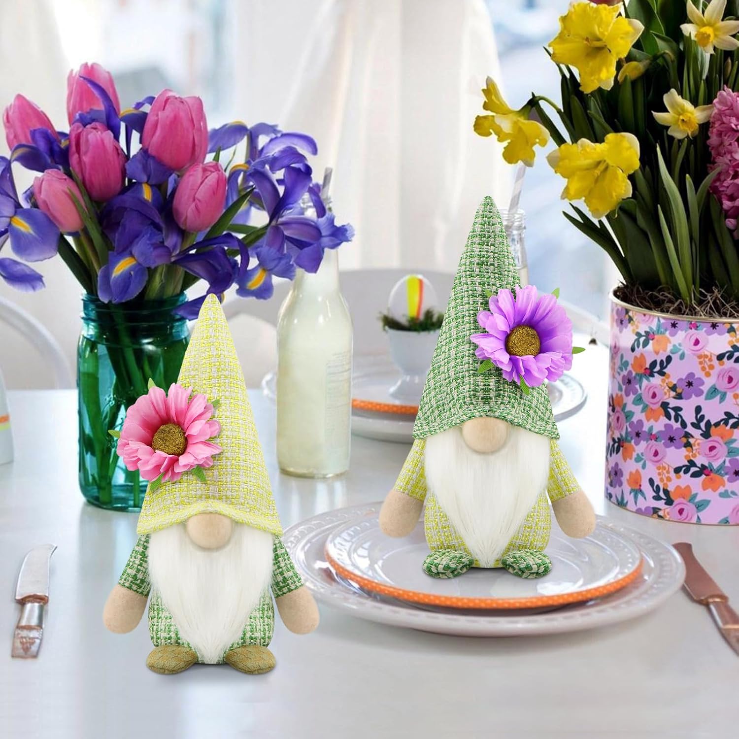 Spring Gnome Set of 2 Easter Flower Gonks Plush Home Decor