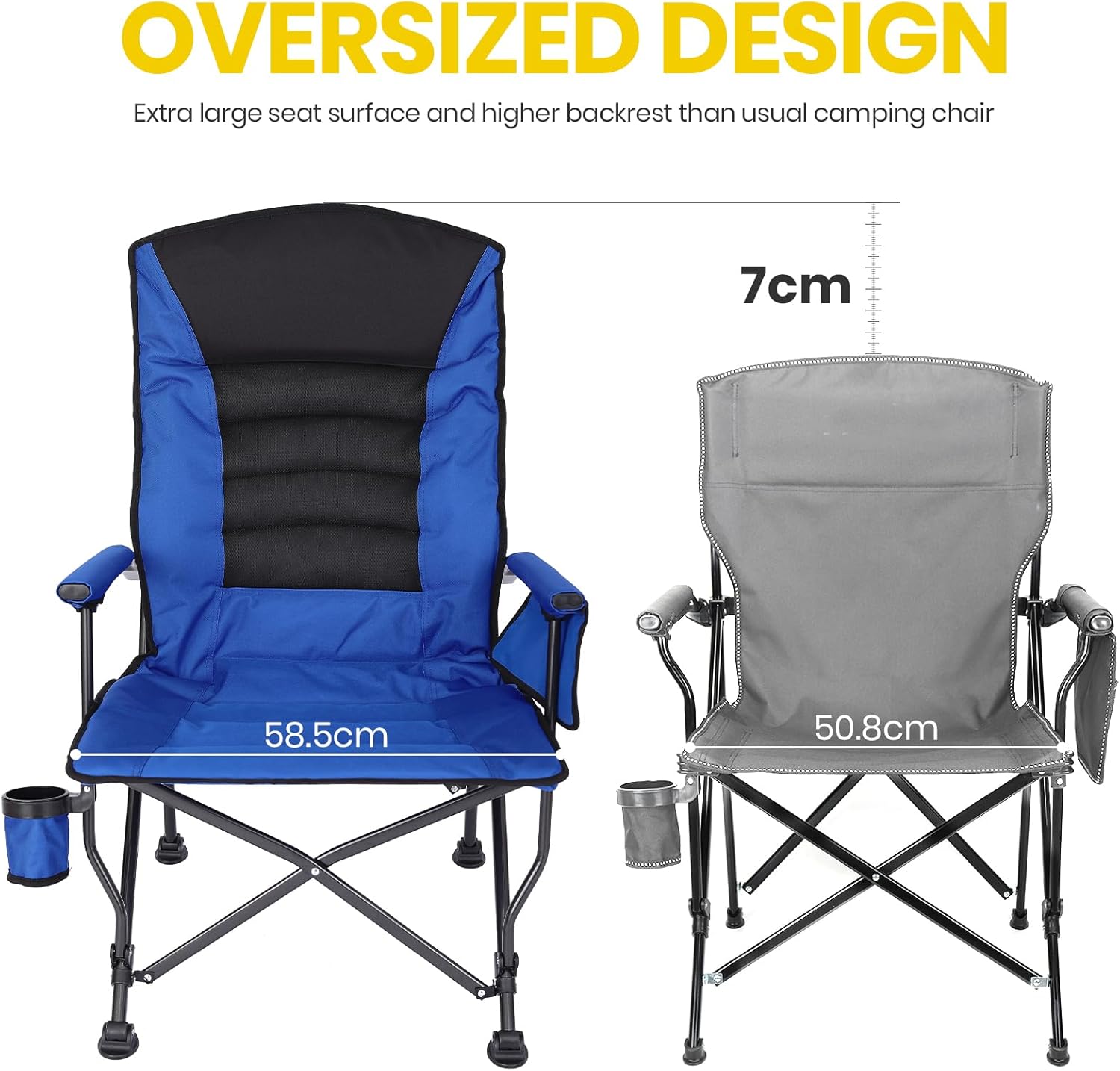 Adjustable Reclining Camping Chair with Lumbar Support Blue