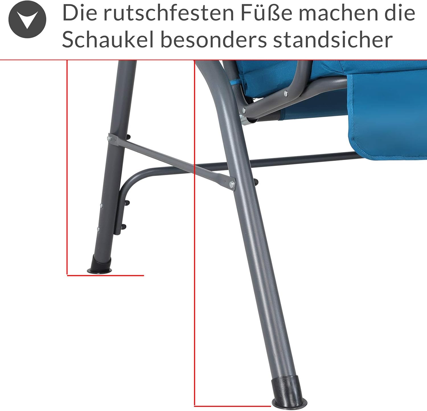 2 Seater Garden Swing Chair Adjustable Canopy Cushioned Blue Seat