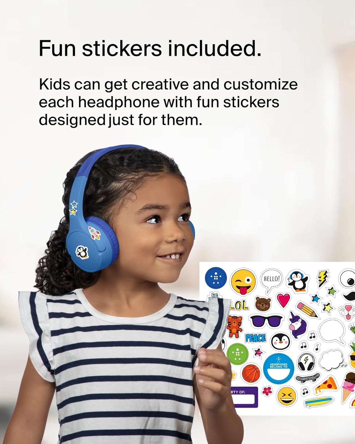 Kids Bluetooth Headphones With Mic Safe Volume 30 Hour Playtime