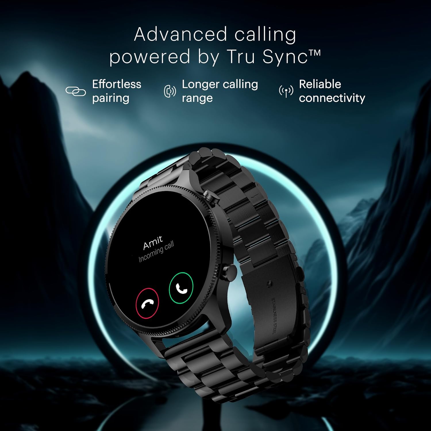 Premium Metallic Smart Watch Silver BT Calling