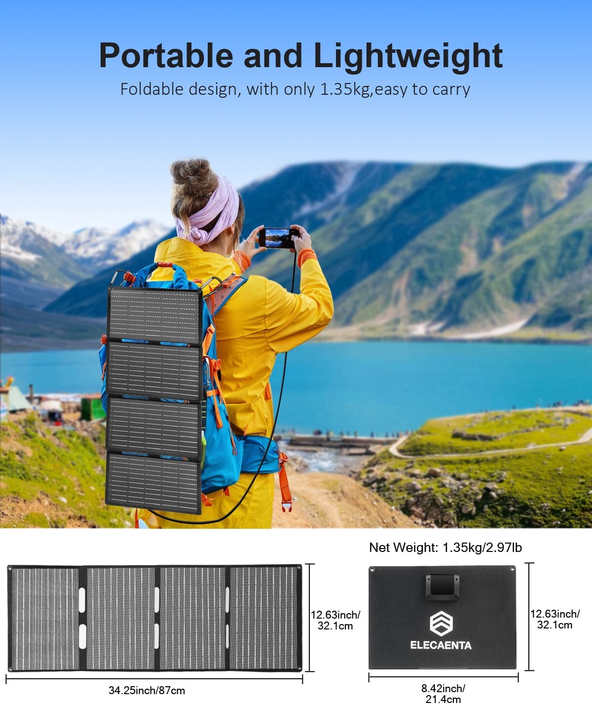 40W Portable Foldable Solar Panel ETFE USB C PD Camping