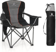 Heavy Duty Folding Camping Chair 200kg Padded Cooler Black