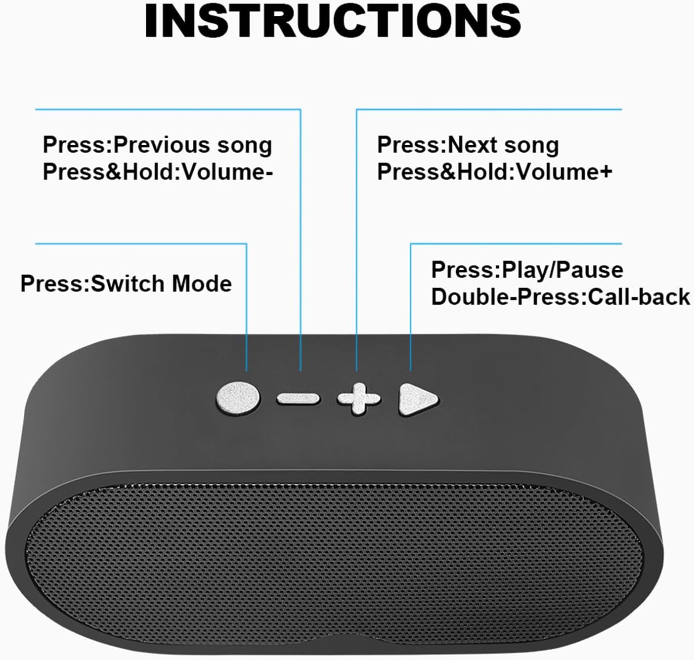 Mini Portable Bluetooth Speaker 5.3 Stereo Bass 15H TF USB