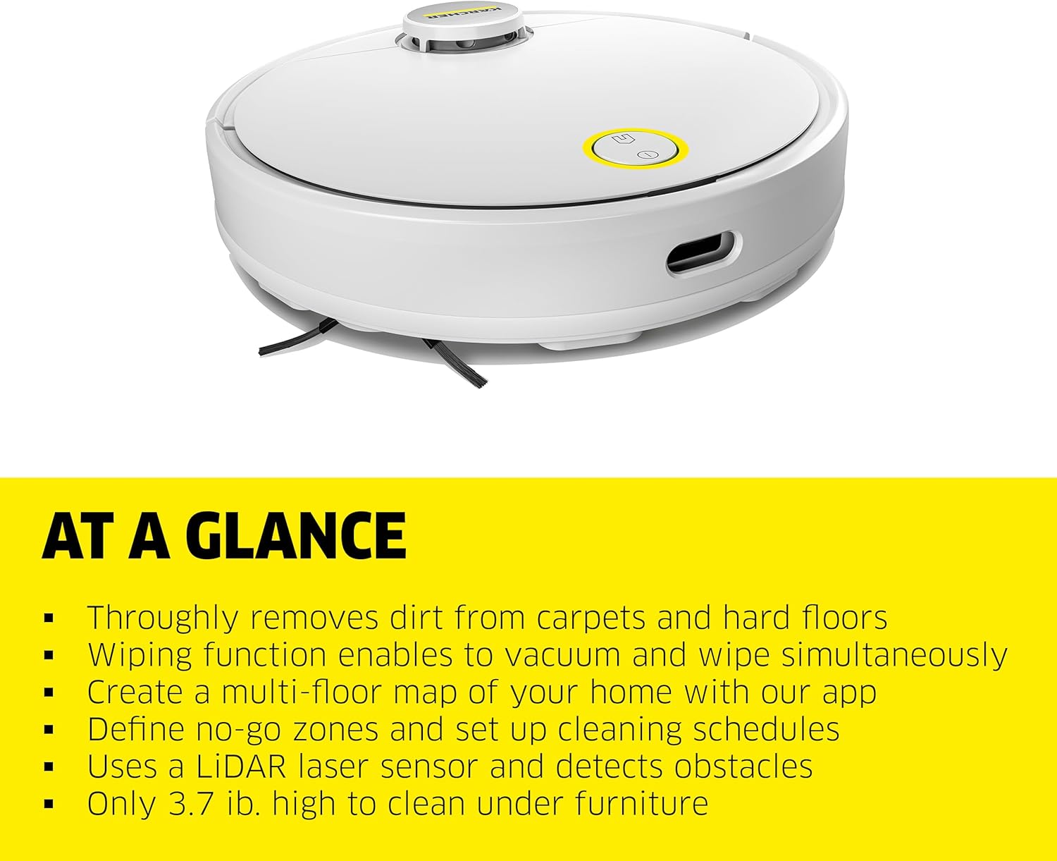 Robot Vacuum Mop 2500Pa LiDAR App Control Smart Mapping Auto