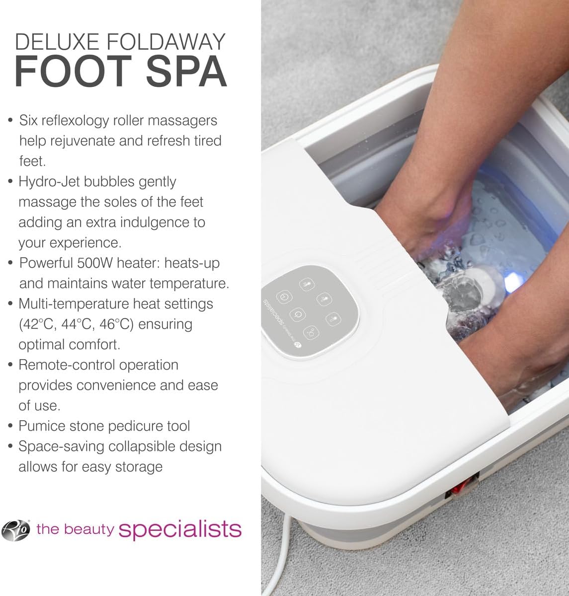 Collapsible Foot Spa Massager Heat Hydro Jets Remote Rollers