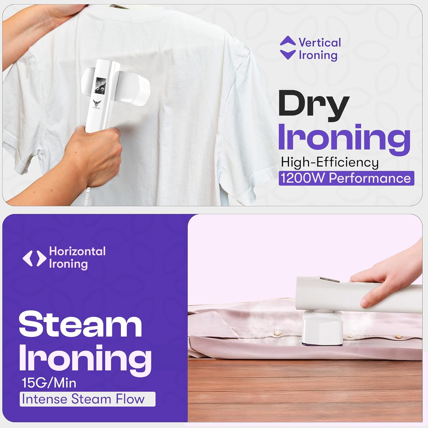 Dual Voltage Travel Garment Steamer 1200W 20s Heat LCD