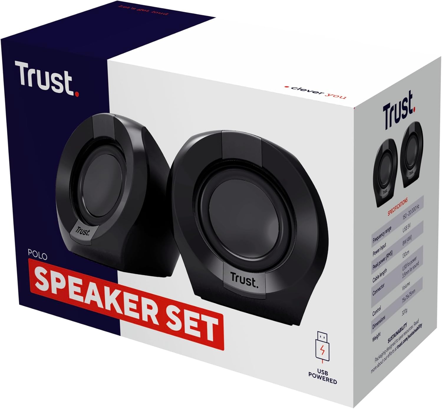Compact PC Speakers USB Powered 8W Stereo AUX Desktop