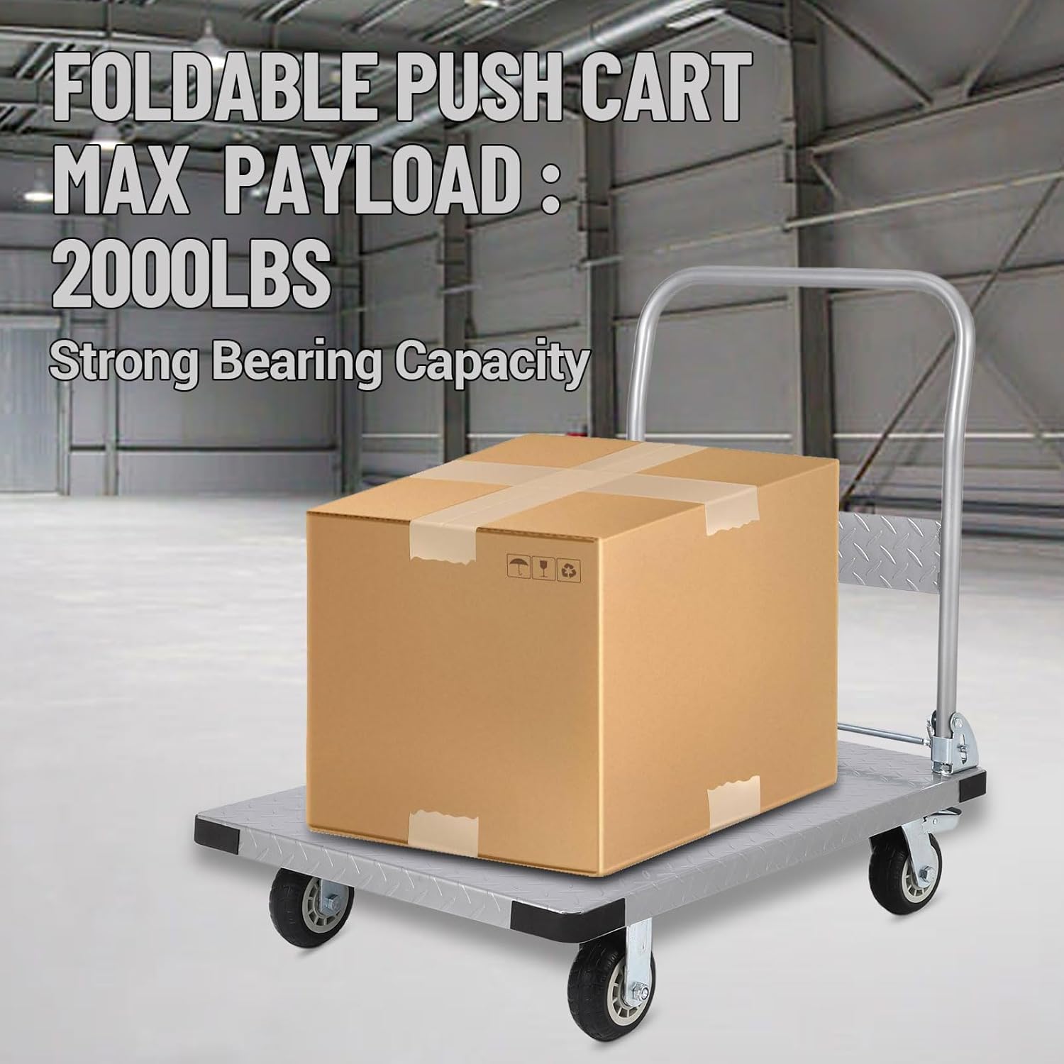 900KG Heavy Duty Platform Truck Folding Flatbed Trolley