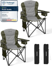 Oversized Camping Chair Heavy Duty 450 LBS Folding Lumbar Support