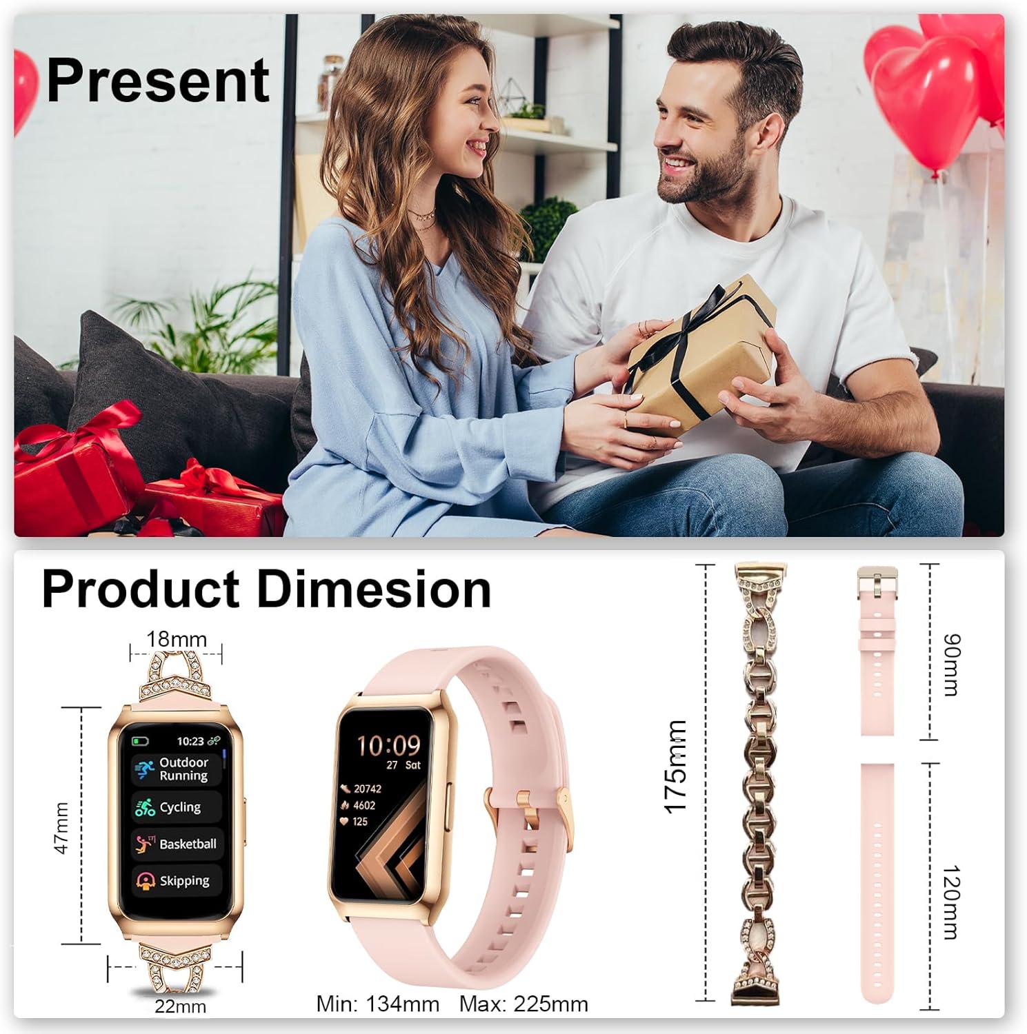 Women Fitness Tracker Watch 7 Day Battery IP68