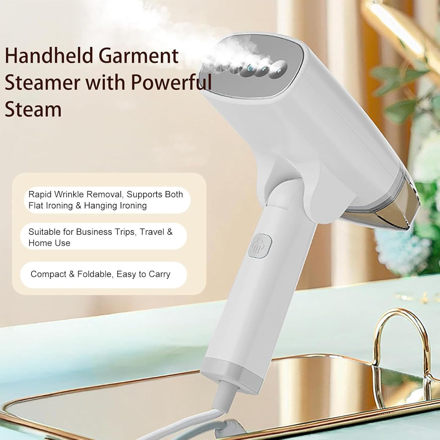 1300W Portable Garment Steamer Foldable Handheld Travel Iron