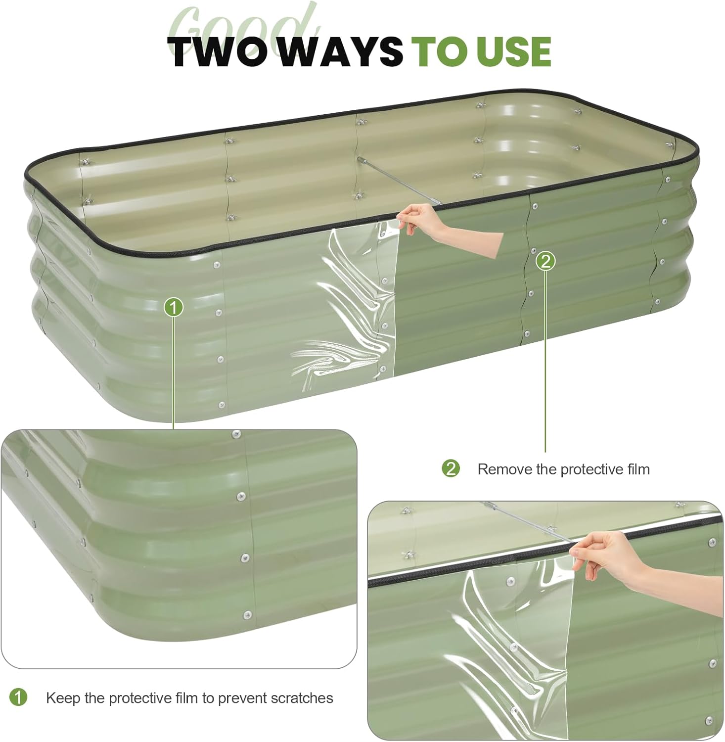 Adjustable Metal Raised Garden Bed Kit Green 3 In 1